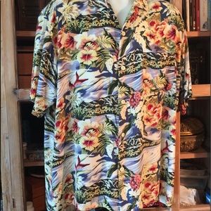 Royal Collection Retro Rayon Unisex Tropical Surf Ocean Beach Button Down Shirt